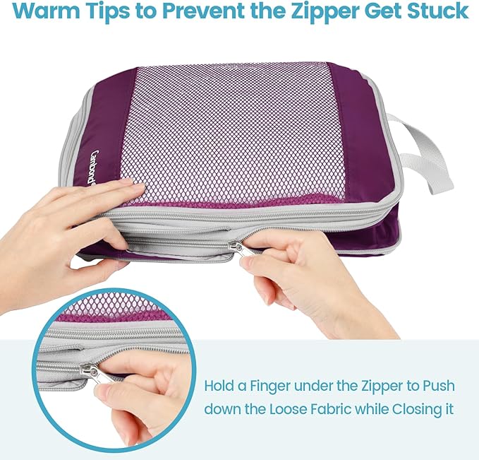 Cambond Compression Packing Cubes - 4 Set See Through Mesh Packing Cubes for Travel, Expandable Travel Essentials Packing Org