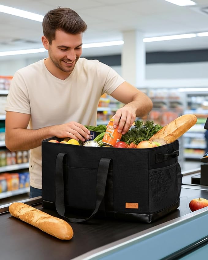 WONDAY Extra Large Utility Tote Bag - Standing Reusable Grocery Bag with Handle