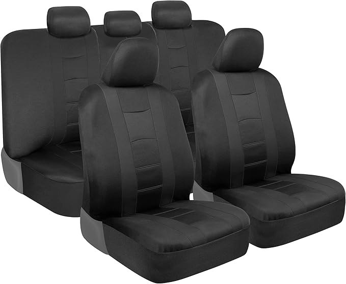 BDK carXS Seat Covers for Cars, Black Two-Tone with Matching Back Seat Cover, Made to Fit Most Auto Truck Van SUV, Interior C