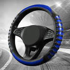 Car Leather Steering Wheel Cover - Carbon Fibre Material, Universal 14.5-15 Inch Leather Anti-Slip Breathable Auto Steering W