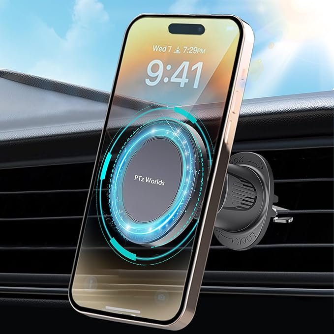 Magnetic Phone Holder for Car - Metal Hook, Compatible with iPhone, Easy Installation, Secure Hold, 360 Rotation, 20-Day Satisfaction Guarantee