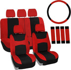 FH Group Car Seat Covers Full Set Cloth, Universal Fit combo, Automotive Covers, Low Back Front Airbag Compatible,Split Bench