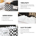 Hinwo 3-Pack Cubic Organizer Shelf Bins, Canvas Fabric Storage Baskets with Handles, 22L/5.8-Gal Square Storage Bins, Cubes, 