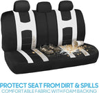 carXS Seat Covers for Cars Full Set, Black & White Car Seat Covers with Matching Rear Bench Cover, Universal Fit for Most Aut