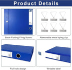 Storage File Boxes A4, 6 Pack Foldable File Box with Clip, 50mm Spine, Plastic Archives Cases with Magnetic Closure, Document