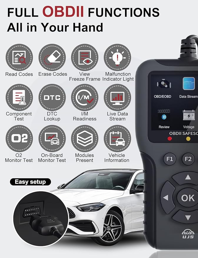 2026 Enhanced Universal OBD2 Scanner, Check Engine Code Reader - 45000+ Fault Codes, Live Data, I/M Readiness, Battery Voltage