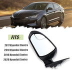 Left Driver Side Mirror Compatible With 2017 2018 2019 2020 Hyundai Elantra With Manual Folding Power Glass Black Replace#87610F3050(3Pins)