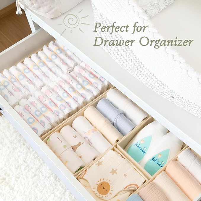 Criusia Drawer Organizer 18-Piece Set, Dresser Organizer for Baby Clothes, Foldable Closet Storage & Drawer Dividers for Unde