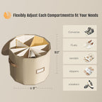 Vailando Shoe Organizer for Closet - Cylindrical Shoe Storage Organizer with Adjustable Dividers for Closet, Foldable Shoe St
