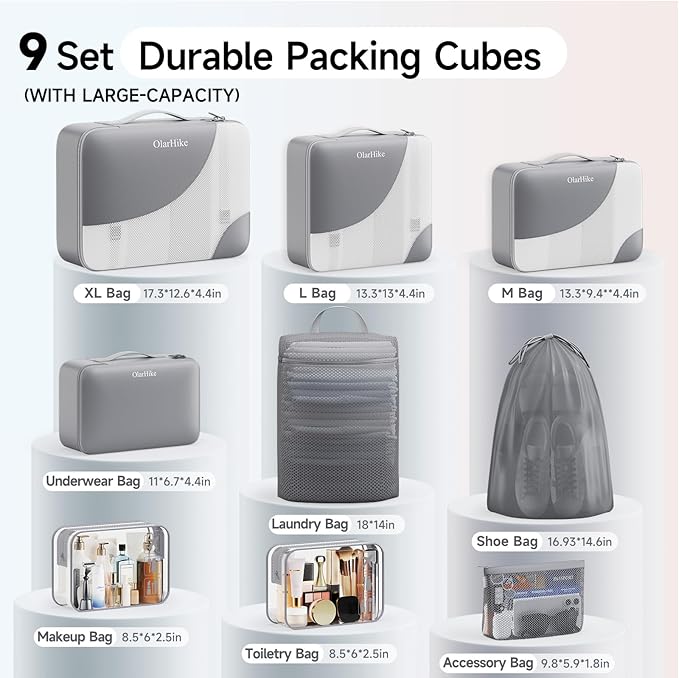 11 Set / 9 Set Packing Cubes for Travel,Gifts for Women Mom Kids,TSA Approved Bags for Makeup, Cosmetic, Toiletry, Organizers