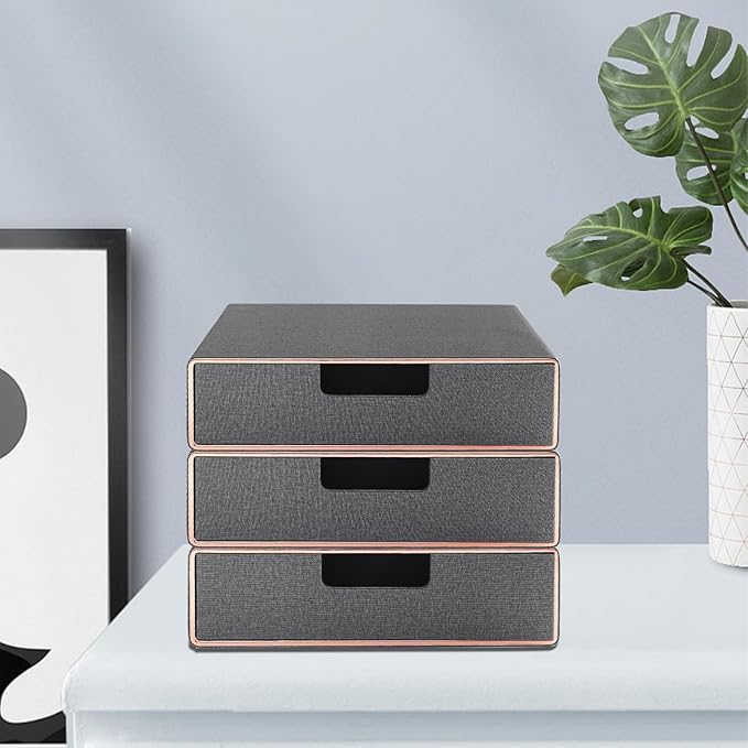 Stackable Organizer Drawer and Leather Desk Organizer with Drawers－Mini Desktop Drawer Organizer Multifunctional Tabletop Org