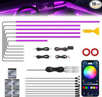 RGB Acrylic Interior Car LED Strip Light with Wireless APP, 18 in 1 with 175 inches 593 LEDs Neon LED Strip Light, 16 Million Colors Dynamic Music Sync Car Ambient Lighting Kits