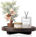 Round Decorative Tray Wood Bathroom Counter Organizer Farmhouse Kitchen Decor Wooden Riser for Soap Dish, Perfume, Candle, Sp