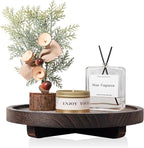 Round Decorative Tray Wood Bathroom Counter Organizer Farmhouse Kitchen Decor Wooden Riser for Soap Dish, Perfume, Candle, Sp