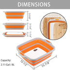 Collapsible Cutting Board with Container, Foldable Camping Sink with Colander, BBQ Prep Tub with Lid, Multifunction Dish Basi