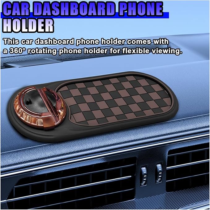 Multifunction Car Anti-Slip Mat, Rotatable Temporary Parking Number, Universal Auto Dashboard Organizer Pad Accessory for Pho
