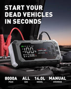 10-in-1 Car Jump Starter with Air Compressor, 8000A 160PSI Jump Starter Jump Box(All Gas/14L Diesel), PD65W Charging Battery