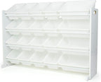 Humble Crew Extra-Large Toy Organizer with 20 Plastic Bins – White/White Storage Rack with 4-Tier Shelves, Anti-Tip Safety, f