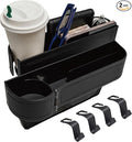 Car Seat Gap Filler Organizer,2 Pack Car Leather Cup Holder Gap Bag,Car Seat Storage Box with Cup Holder Expander,Car Organizer Front Seat for Holding Phone, Glasses, Keys, Cards (Black)
