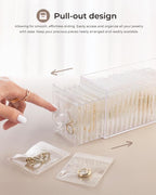 HOMEHIVE Clear Acrylic Jewelry Organizer Box with 20 Portable Pouches, Jewelry Storage Case for Women Girls, Tangle-Free, Ant