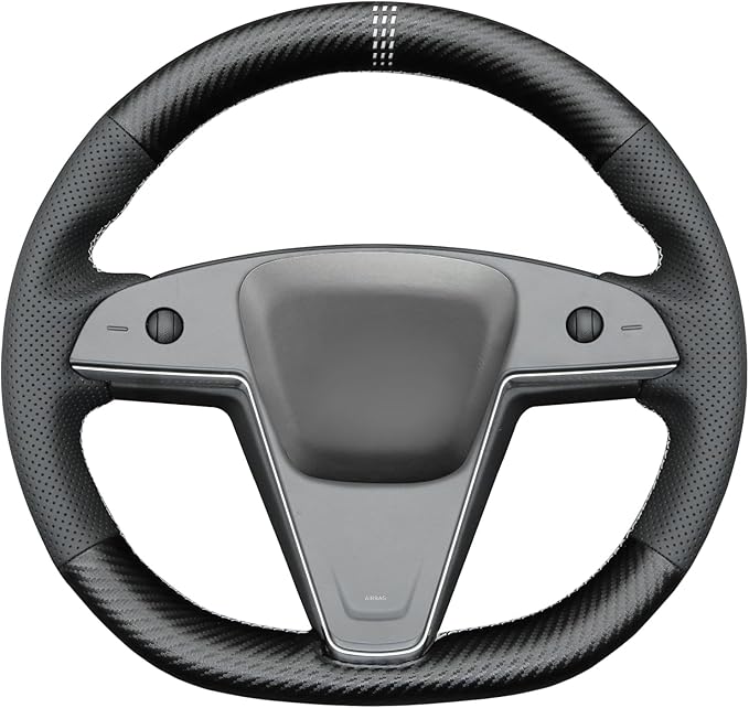 MEWANT Hand Stitched Tesla Model S(O-Shaped) Steering Wheel Cover Wrap for Tesla Model S 2021-2023 / Model X 2021-2023 Steering Wheel Accessories