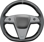 MEWANT Hand Stitched Tesla Model S(O-Shaped) Steering Wheel Cover Wrap for Tesla Model S 2021-2023 / Model X 2021-2023 Steering Wheel Accessories