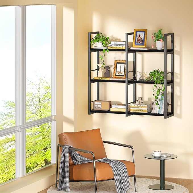 Wall Shelves, 31.5 Inch Floating Shelves for Books and Home Decor, Large Wood Wall Mounted Shelves for Office Bedroom Laundry