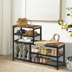 Shoe Rack Bench Shoe Storage Organizer with Seat, 5-Tier Industrial Free Standing Shoe Rack for Entryway, Narrow Shoe Rack Or