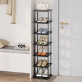 Vertical Tall Shoe Rack Organizer for Entryway -7 Tier Free Standing Slim Narrow Bamboo Wood Corner Stackable Shoe Boots Stor