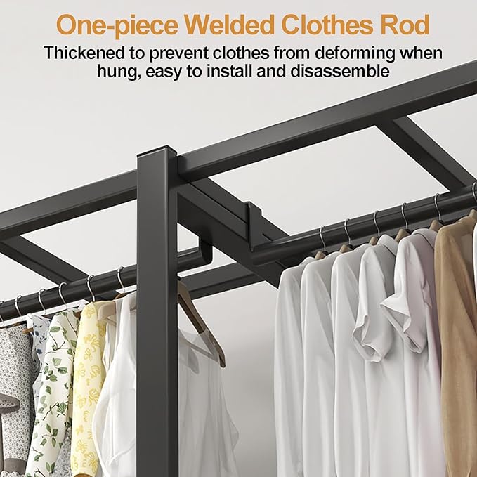 Foldable Portable Wardrobe Closet with Cover, Clothes Storage Closet, Clothing Racks for Hanging, Metal Organizer Rack Shelf 