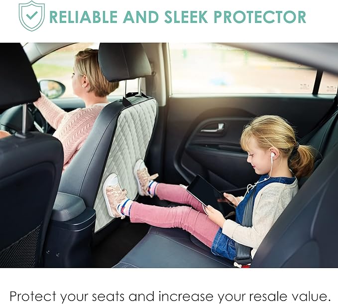 FH Group Faux Leather Back Seat Kick Protectors – 2 Pack Diamond Stitched Back Seat Protector for Driver and Passenger Seat, 