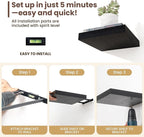 Fun Memories Floating Shelves for Wall - 9.3 Inch Square Shelves with Invisible Brackets, Black Small Wall Shelf for Living R