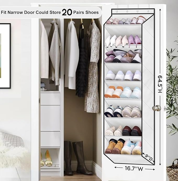 SLEEPING LAMB Over The Door Shoe Organizer for Closet, Kids Sneaker Storage for Hanging Shoe Rack for Door with Large Deep Po