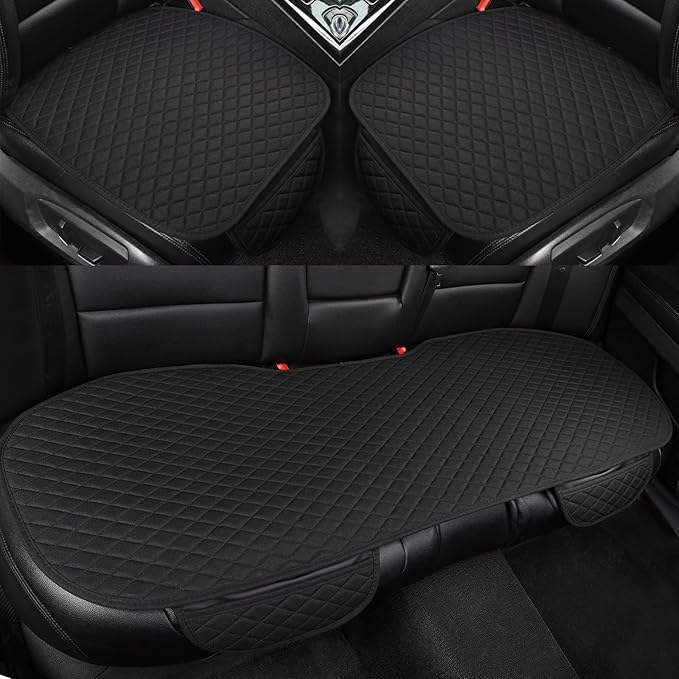 West Llama Linen Car Seat Covers,Bottom Seat Covers for Cars Include 1 Pair Front Driver Seat Pad Mat and 1 Rear Bench Cover 