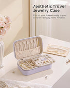 Lolalet Travel Jewelry Case for Women Girls, Travel Jewelry Organizer with Clear Storage Bag Small Portable Jewelry Box for N