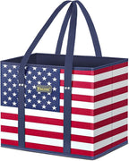 BALEINE 1Pk Reusable Grocery Bags, Foldable Shopping Bags for Groceries with Reinforced Bottom & Handles (Patriot Celebration)