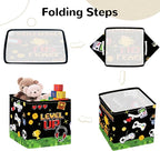 Clastyle Video Game Kid Storage Cube Organizer Set Black Gamepad Closet Clothes Cube Storage Bin Nursery Toddler Toy Box Ches