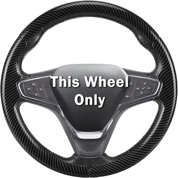 Steering Wheel Cover for Chevy Malibu 2016-2024/ Equinox 2018-2024/ Bolt EV 2017-2021/ Volt 2016-2019, Car Steering Wheel Cover Accessories for Chevrolet (Glossy Black)