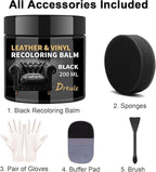 Black Leather Recoloring Balm, Leather Repair Kit for Furniture, Leather Scratch Remover, Leather Color Restorer for Couch, C