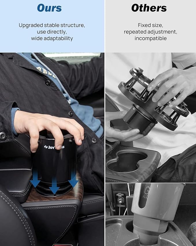 JOYTUTUS Cup Holder Expander for Car, 2 Pack Car Cup Holder Expander for YETI, Hydro Flask, Nalgene, Large Car Cup Holders Ho