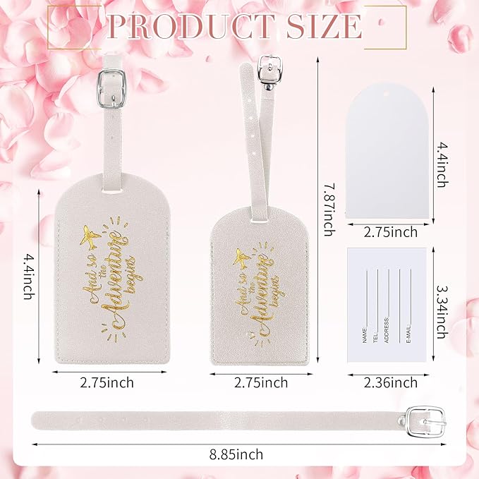 Amylove Bulk Luggage Tags Wedding Favors Adventure Begins Luggage Tags for Guests Travel Tag for Suitcase Bridal Gift 24 Pack