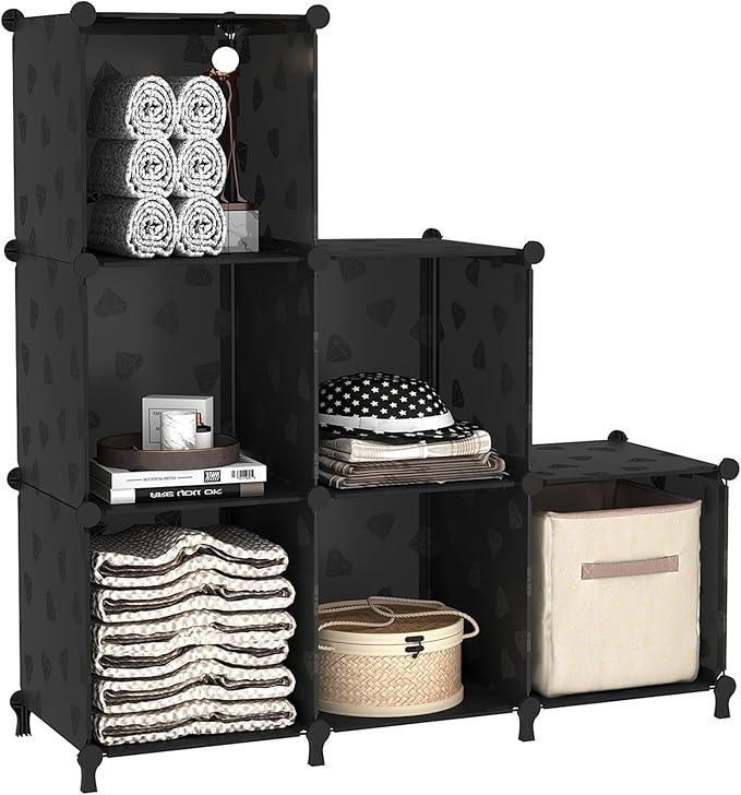 UNKU Cube Storage Organizer, 6 Cube Closet Organizer Storage Shelves, DIY Stackable Bookcase, Clothes Organizer Shelf for Clo
