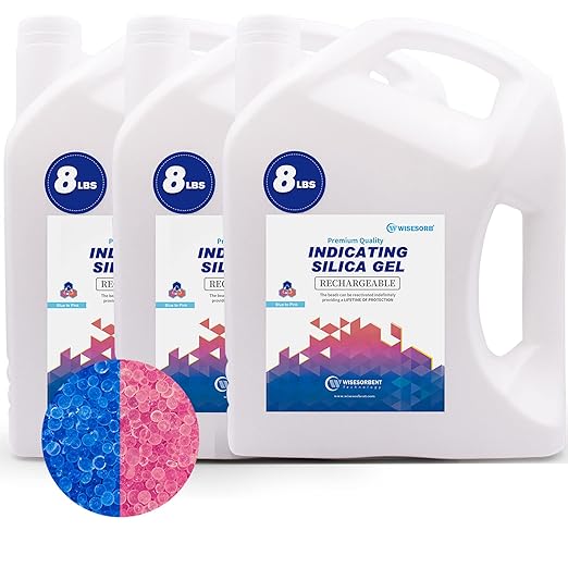 [Net Weight 24LBS] Blue Indicating Silica Gel Beads Desiccants - Rechargeable Desiccant Beads Silica Beads (Blue to Pink, 3