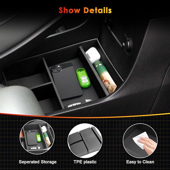 for 2024 Hyundai Palisade Lower Console Organizer for 2023-2025 Palisade SE/SEL/XRT/Limited/Calligraphy Under Console Tray for Hyundai Palisade Accessories (23-25 Palisade TPE Under Organizer)