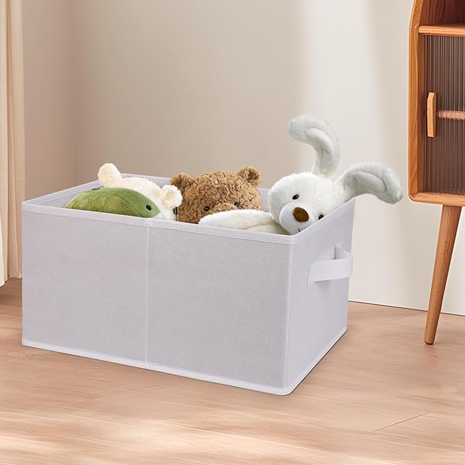 JAKAGO Fabric Storage Bins set of 4 Rectangle Storage Baskets with Handle Foldable Closet Organizer for Clothes Towel bedding