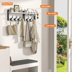 Evermagin 29" Coat Rack Wall Mount with Shelf, 4 in 1 Coat and Key Hanger with 11 Metal Hooks, Entryway Wall Mounted Shelf wi