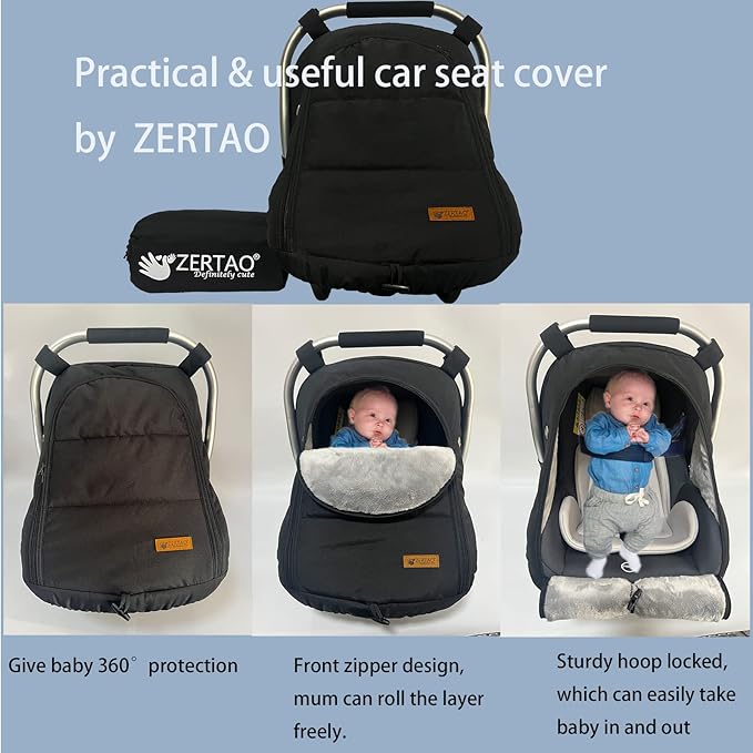 Car Seat Cover for Babies Winter - Baby Car Seat Covers Universal Cold Weather Shield,Warm and Cozy Carseat Covers Canopy Wat