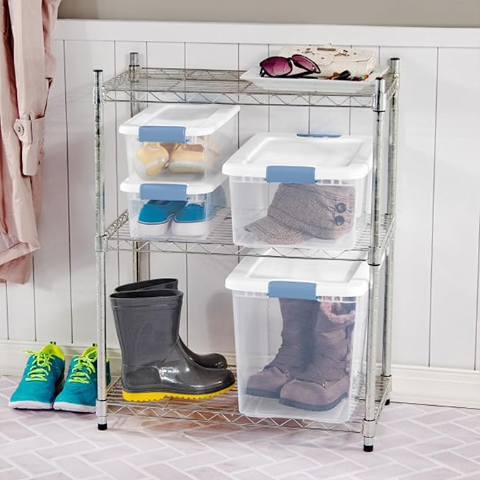 Sterilite 12-Pack Latching Box, Under Bed Storage Bins with Lids, Clear Plastic, 6 Quart - Heavy-Duty Organizing Containers f