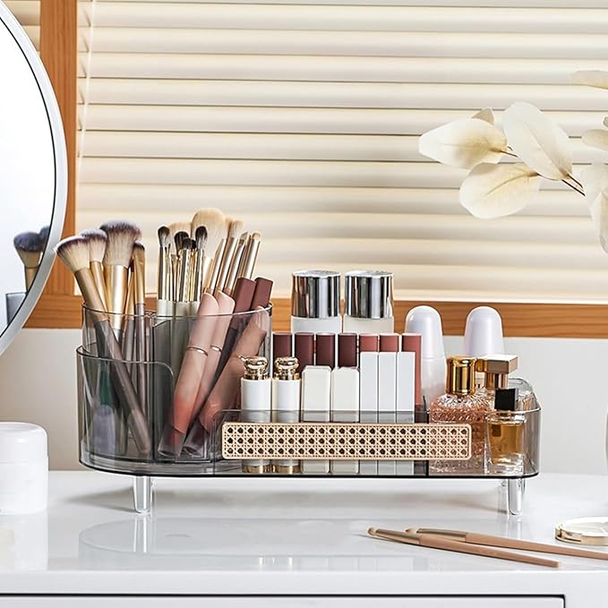 Booklov Roating Makeup Organizer for Vanity, Large Capacity Cosmetic Display Case, Clear Acrylic Countertop Beauty Storage Ho