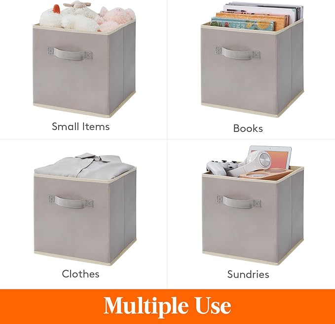 Lifewit Storage Cubes, Foldable Decorative Fabric Storage Baskets for Organizing Home Organizers with Handles for Shelves, Cl